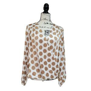 INC International Concepts Polka Dot Satin Faux Wrap Blouse Top - Size Small